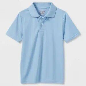 NEW! SET OF 2 Large Performance Uniform Polo Shirt, Light Blue Cat & Jack